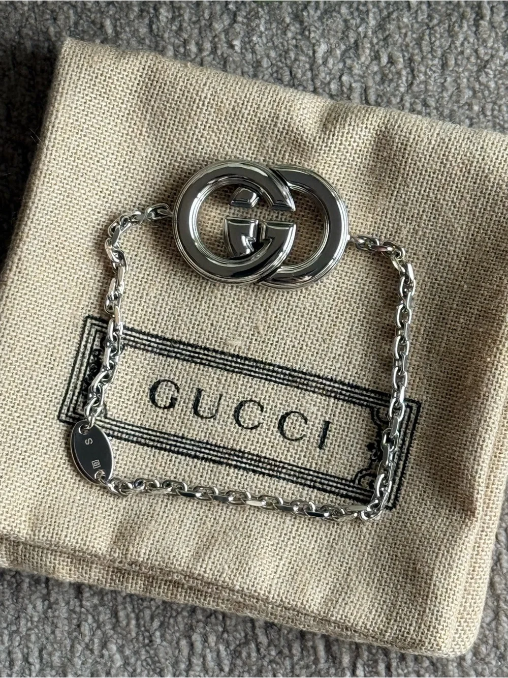 Gucci Silver Interlocking G Chain Bracelet Size Small Brand New
